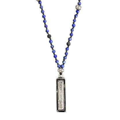 Collar de 37cm con piedras 4mm, con dije con mantra de sabiduría y compasión om mani padme hum - Joyería y bisutería fina