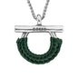 Collar de 39cm con cadena de acero inoxidable, con dije de omega en terminado de acero pulido con piel tejida - Joyería y bisutería fina