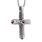 Collar de 36cm, con piedras de 6mm, con dije de cruz y mini donas en terminado de acero anticado - Joyería y bisutería fina