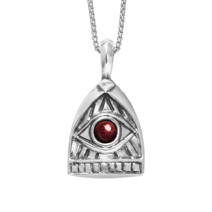 Collar de 36cm, con piedras de 6mm, con cadena y dije de ojo en terminado de acero anticado - Joyería y bisutería fina