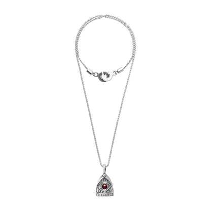 Collar de 36cm, con piedras de 6mm, con cadena y dije de ojo en terminado de acero anticado - Joyería y bisutería fina