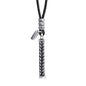Collar de 44cm de piel natural de borrego, con dije de columna de laurel en acero - Joyería y bisutería fina