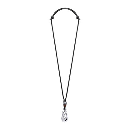 Collar de 36cm de piel natural de borrego, con dije de Hei Matau - Joyería y bisutería fina