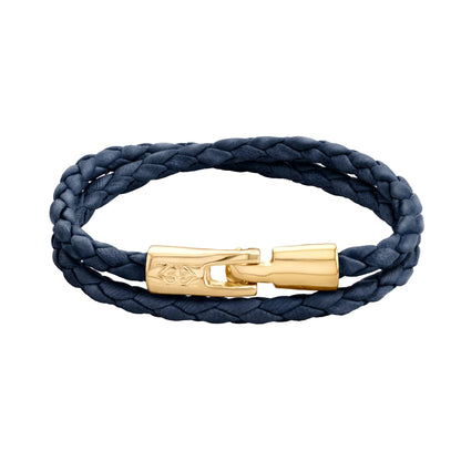Pulsera En baño de Oro 22K, Piel natural de borrego, Doble vuelta - Joyería y bisutería fina