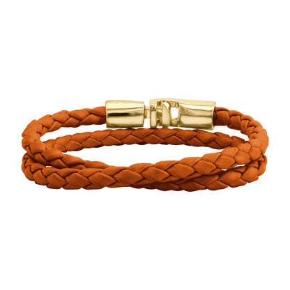 Pulsera En baño de Oro 22K, Piel natural de borrego, Doble vuelta - Joyería y bisutería fina