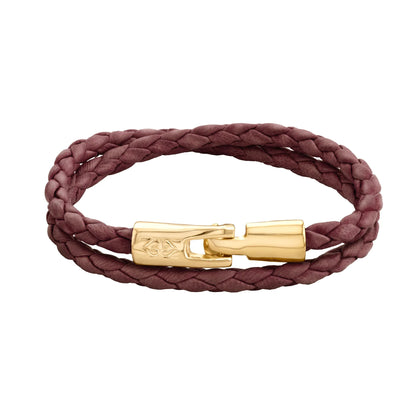 Pulsera En baño de Oro 22K, Piel natural de borrego, Doble vuelta - Joyería y bisutería fina