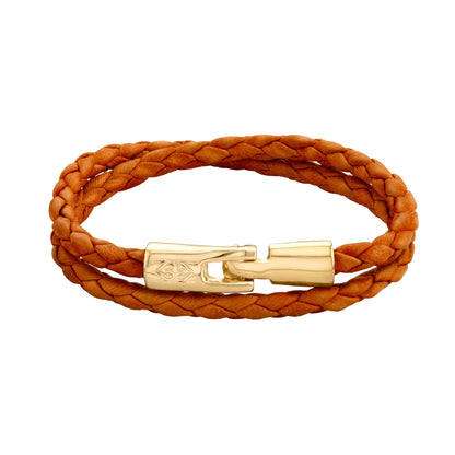 Pulsera En baño de Oro 22K, Piel natural de borrego, Doble vuelta - Joyería y bisutería fina