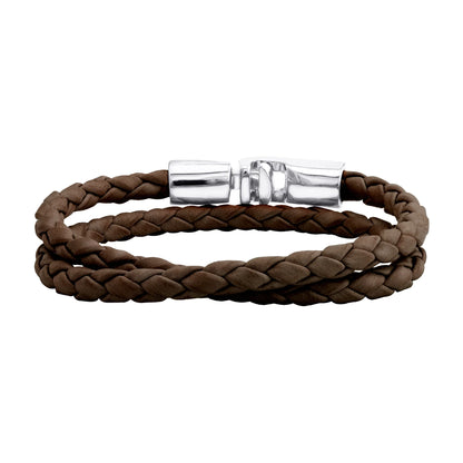 Pulsera En baño de rodio, Piel natural de borrego, Doble vuelta - Joyería y bisutería fina