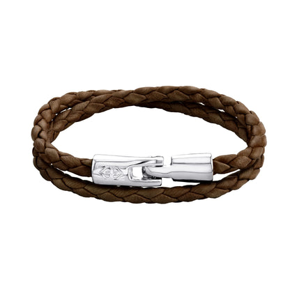 Pulsera En baño de rodio, Piel natural de borrego, Doble vuelta - Joyería y bisutería fina