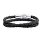 Pulsera En baño de rodio, Piel natural de borrego, Doble vuelta - Joyería y bisutería fina