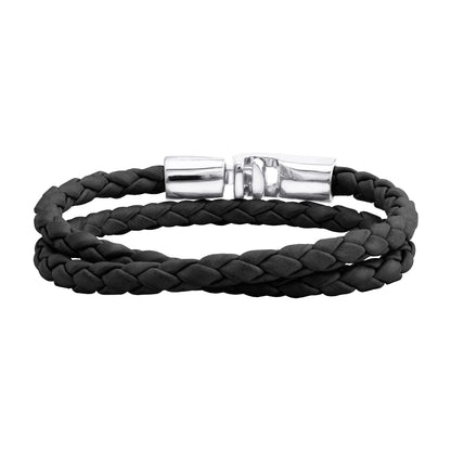 Pulsera En baño de rodio, Piel natural de borrego, Doble vuelta - Joyería y bisutería fina