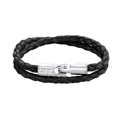 Pulsera En baño de rodio, Piel natural de borrego, Doble vuelta - Joyería y bisutería fina