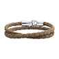 Pulsera En baño de rodio, Piel natural de borrego, Doble vuelta - Joyería y bisutería fina