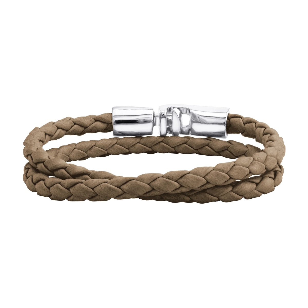 Pulsera En baño de rodio, Piel natural de borrego, Doble vuelta - Joyería y bisutería fina