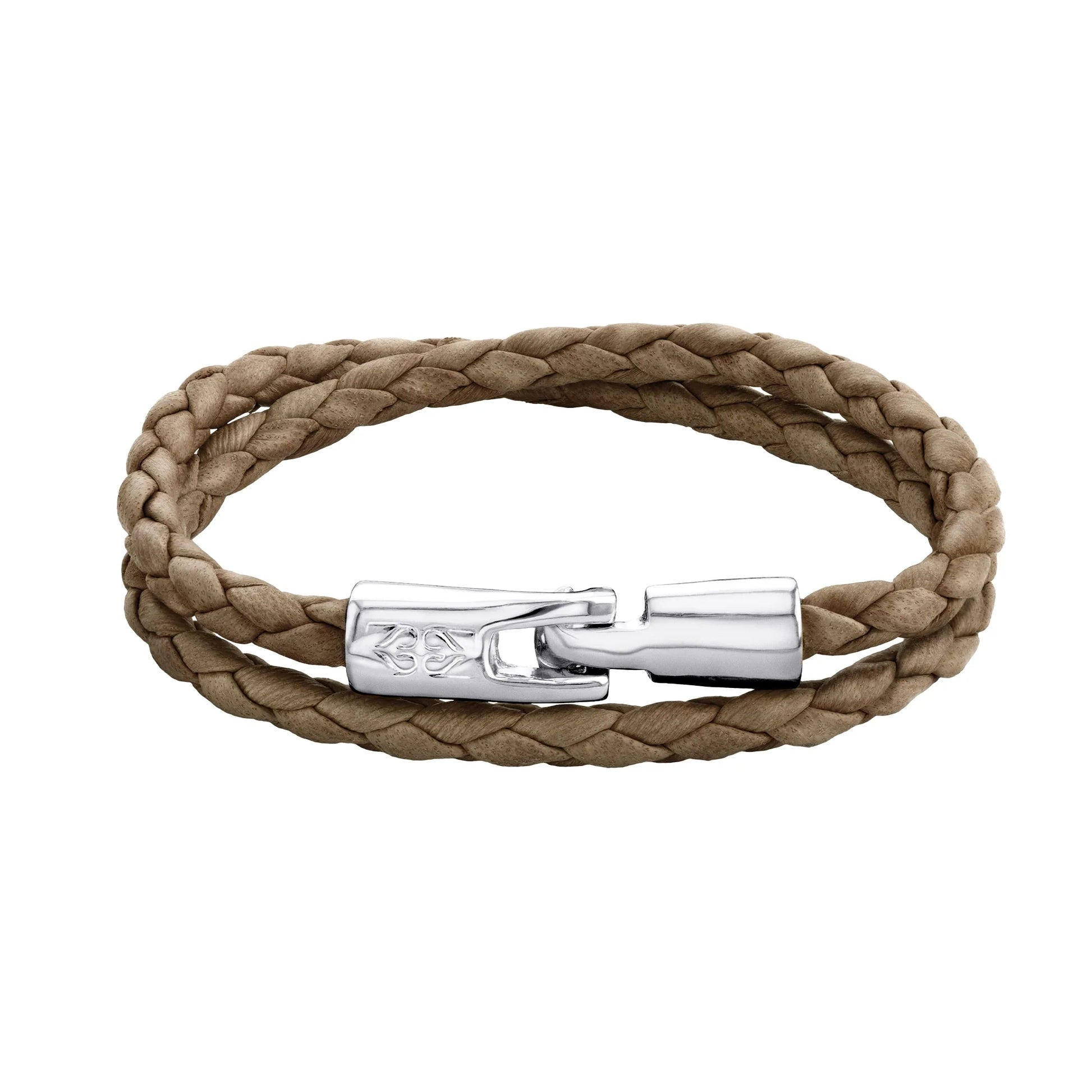 Pulsera En baño de rodio, Piel natural de borrego, Doble vuelta - Joyería y bisutería fina