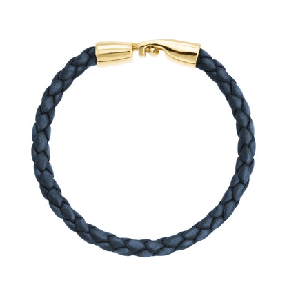 Pulsera en baño de Oro 22K, Piel natural de Borrego, Trenzado - Joyería y bisutería fina
