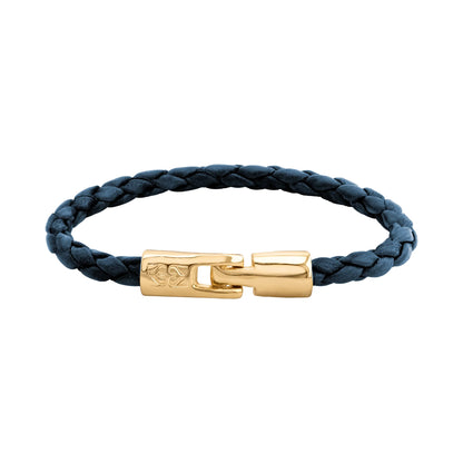 Pulsera en baño de Oro 22K, Piel natural de Borrego, Trenzado - Joyería y bisutería fina
