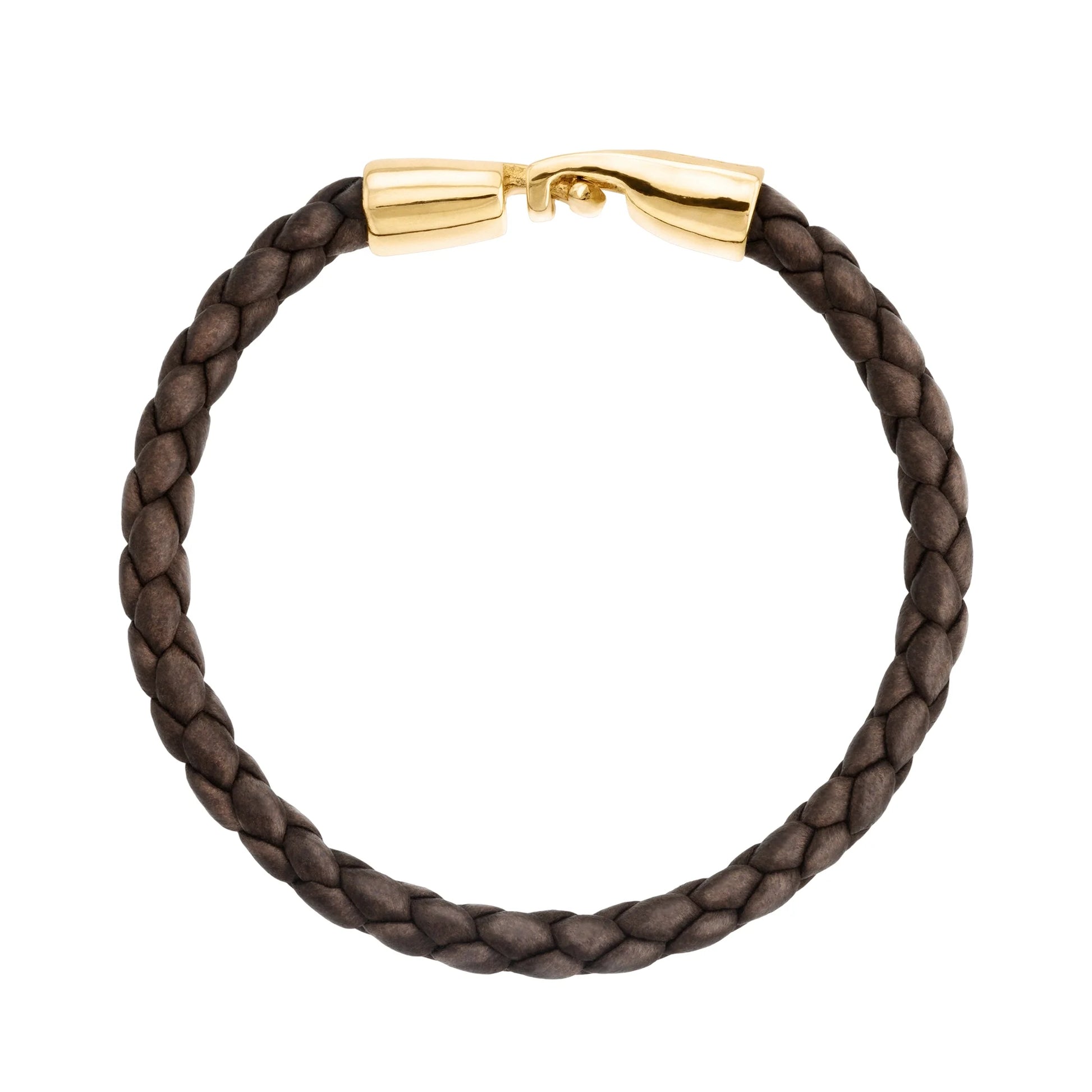 Pulsera en baño de Oro 22K, Piel natural de Borrego, Trenzado - Joyería y bisutería fina