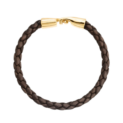 Pulsera en baño de Oro 22K, Piel natural de Borrego, Trenzado - Joyería y bisutería fina