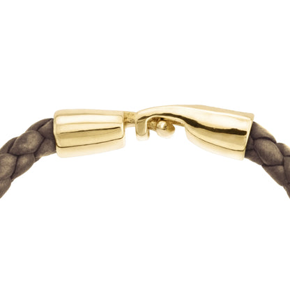 Pulsera en baño de Oro 22K, Piel natural de Borrego, Trenzado - Joyería y bisutería fina