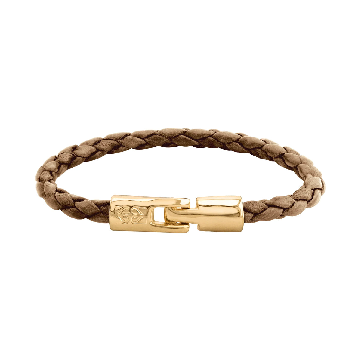 Pulsera en baño de Oro 22K, Piel natural de Borrego, Trenzado - Joyería y bisutería fina