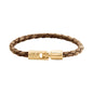 Pulsera en baño de Oro 22K, Piel natural de Borrego, Trenzado - Joyería y bisutería fina