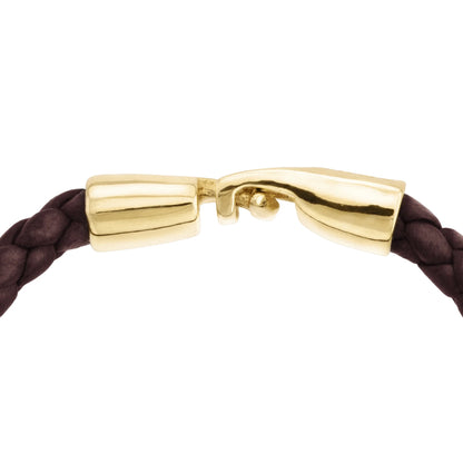 Pulsera en baño de Oro 22K, Piel natural de Borrego, Trenzado - Joyería y bisutería fina