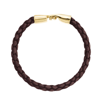 Pulsera en baño de Oro 22K, Piel natural de Borrego, Trenzado - Joyería y bisutería fina