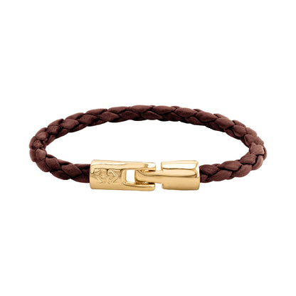 Pulsera en baño de Oro 22K, Piel natural de Borrego, Trenzado - Joyería y bisutería fina