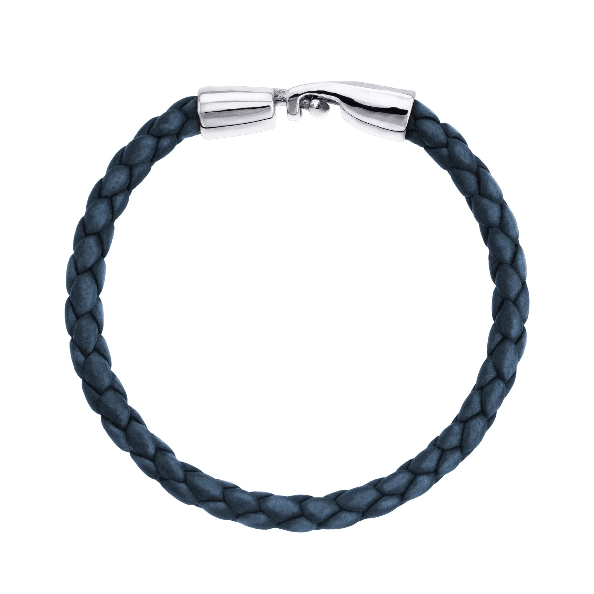 Pulsera en baño de Rodio, Piel natural de Borrego, Trenzado - Joyería y bisutería fina