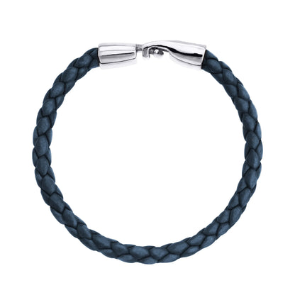Pulsera en baño de Rodio, Piel natural de Borrego, Trenzado - Joyería y bisutería fina