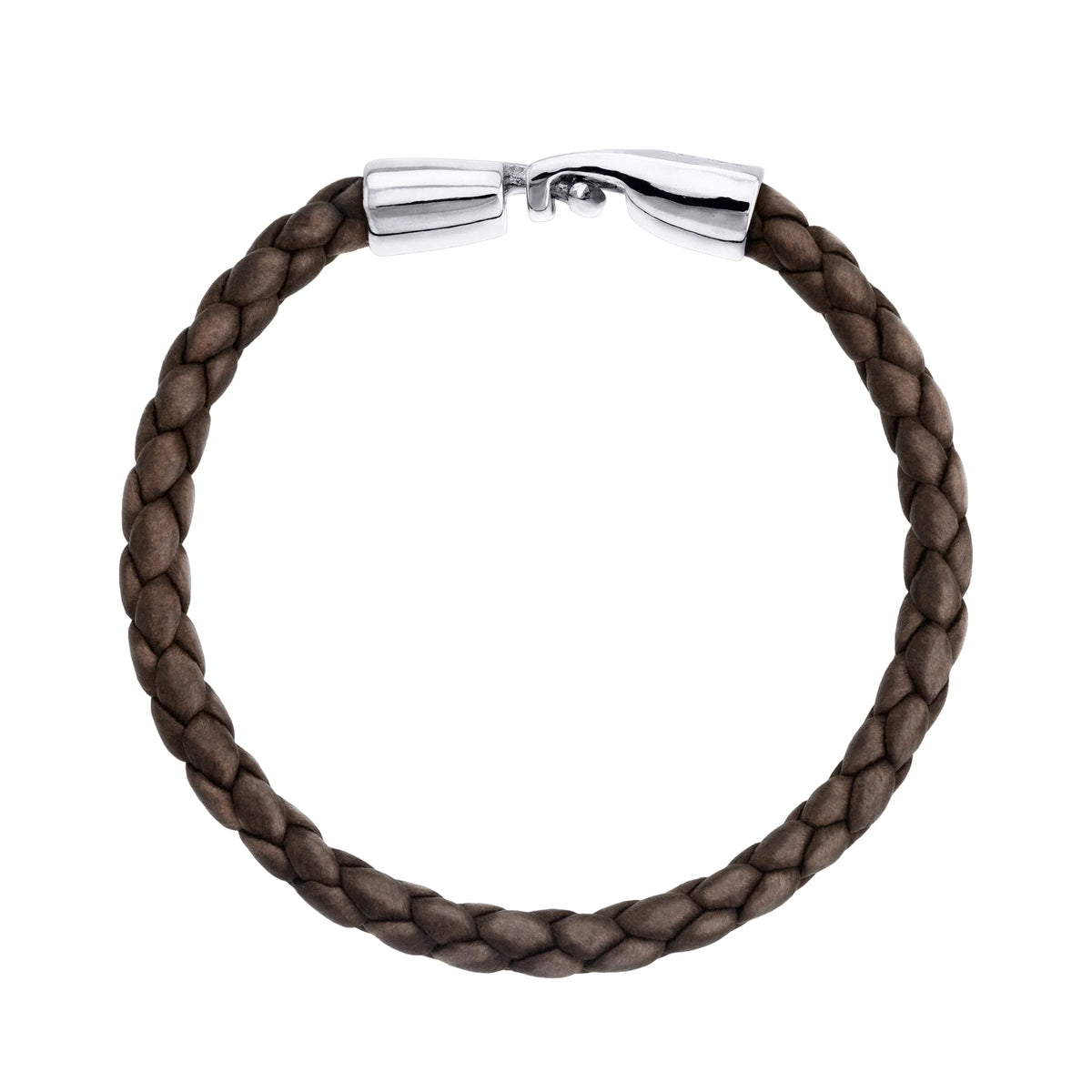 Pulsera en baño de Rodio, Piel natural de Borrego, Trenzado - Joyería y bisutería fina