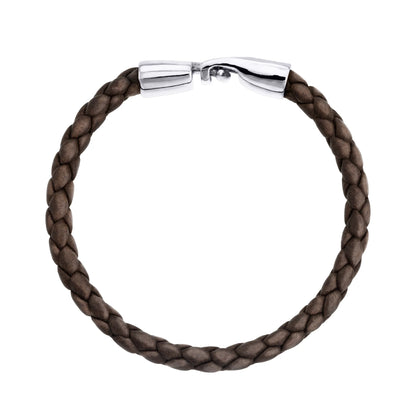 Pulsera en baño de Rodio, Piel natural de Borrego, Trenzado - Joyería y bisutería fina
