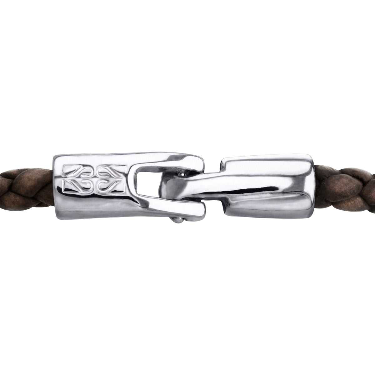 Pulsera en baño de Rodio, Piel natural de Borrego, Trenzado - Joyería y bisutería fina