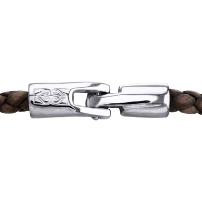 Pulsera en baño de Rodio, Piel natural de Borrego, Trenzado - Joyería y bisutería fina