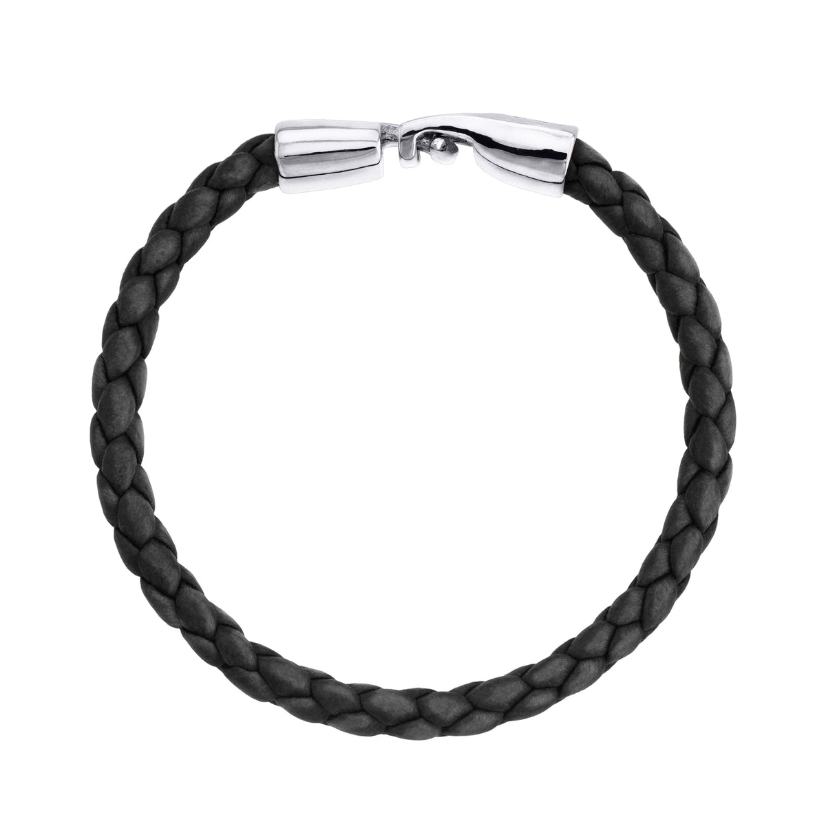 Pulsera en baño de Rodio, Piel natural de Borrego, Trenzado - Joyería y bisutería fina