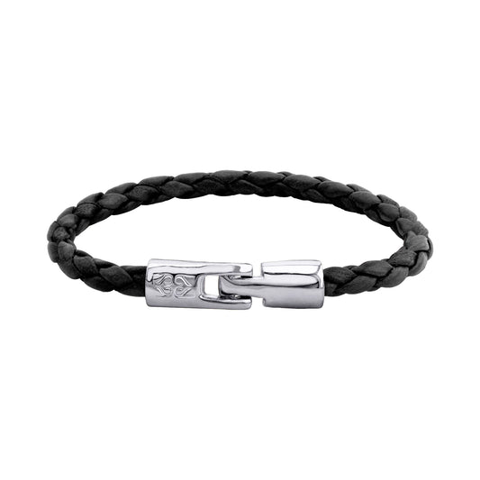 Pulsera en baño de Rodio, Piel natural de Borrego, Trenzado - Joyería y bisutería fina