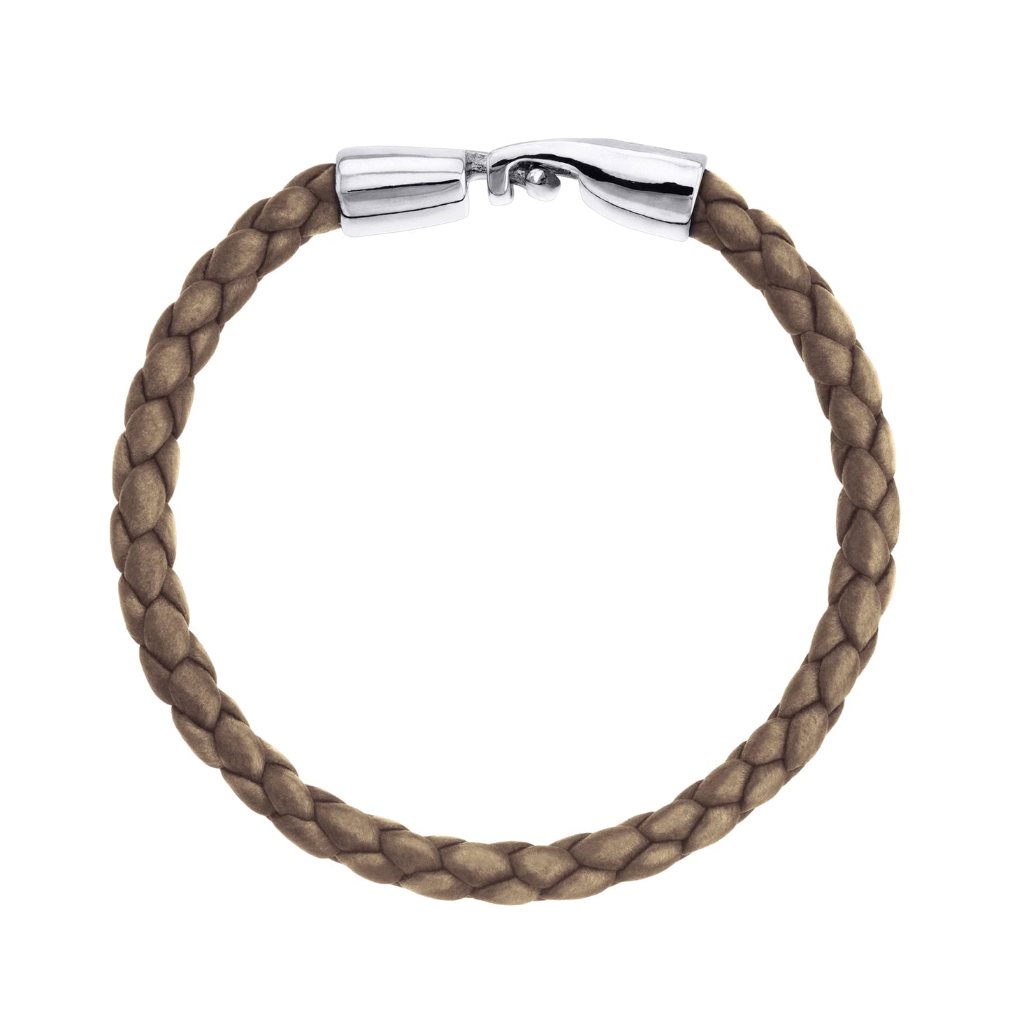 Pulsera en baño de Rodio, Piel natural de Borrego, Trenzado - Joyería y bisutería fina
