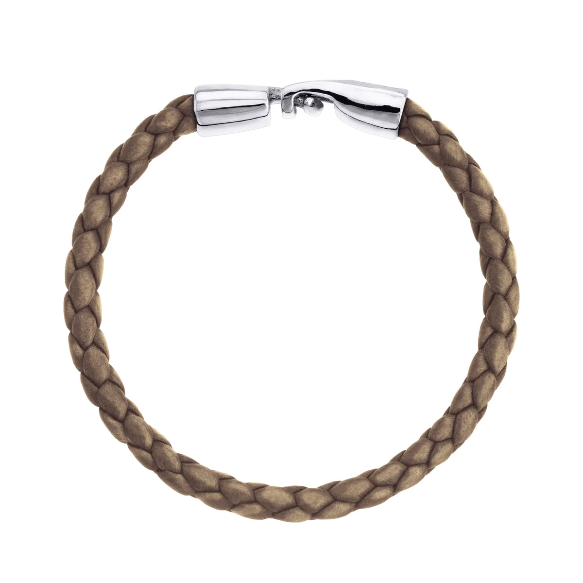 Pulsera en baño de Rodio, Piel natural de Borrego, Trenzado - Joyería y bisutería fina