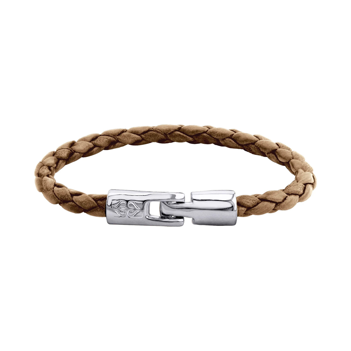 Pulsera en baño de Rodio, Piel natural de Borrego, Trenzado - Joyería y bisutería fina