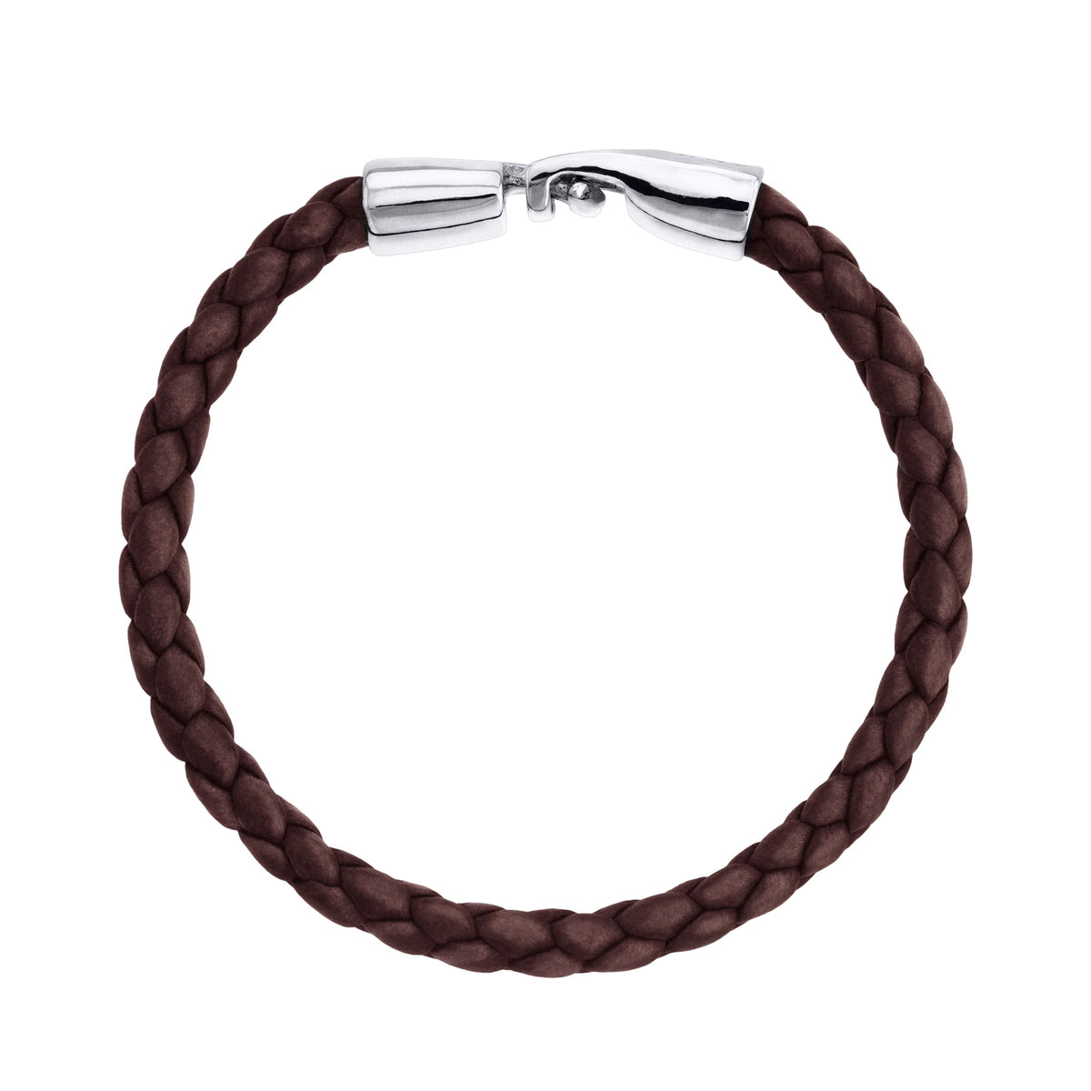 Pulsera en baño de Rodio, Piel natural de Borrego, Trenzado - Joyería y bisutería fina