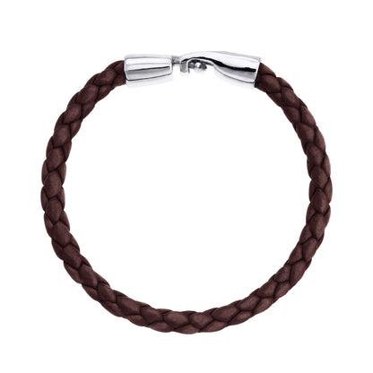 Pulsera en baño de Rodio, Piel natural de Borrego, Trenzado - Joyería y bisutería fina