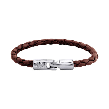 Pulsera en baño de Rodio, Piel natural de Borrego, Trenzado - Joyería y bisutería fina