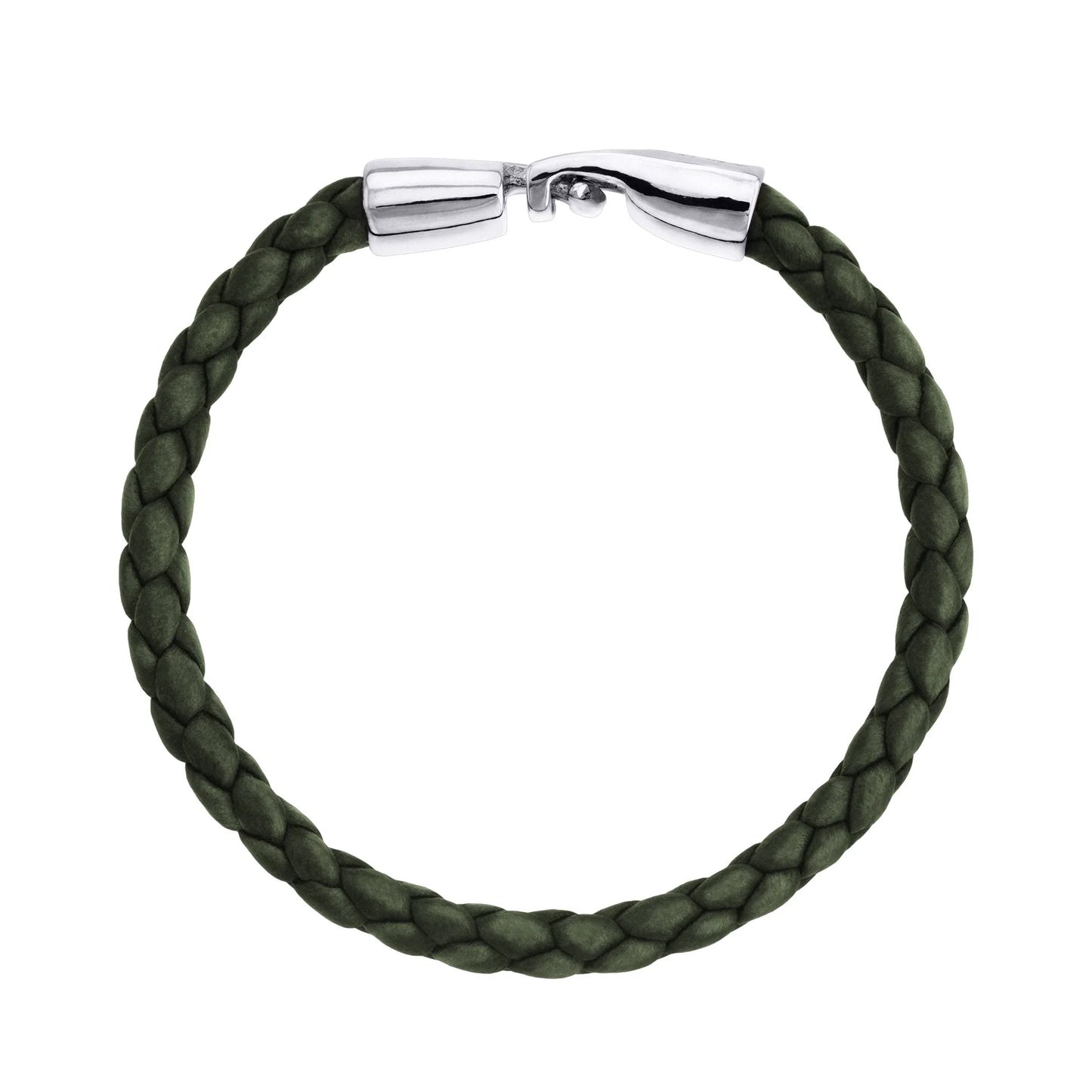 Pulsera en baño de Rodio, Piel natural de Borrego, Trenzado - Joyería y bisutería fina