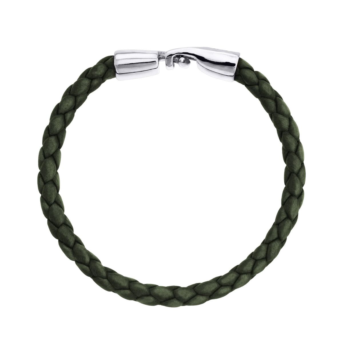 Pulsera en baño de Rodio, Piel natural de Borrego, Trenzado - Joyería y bisutería fina