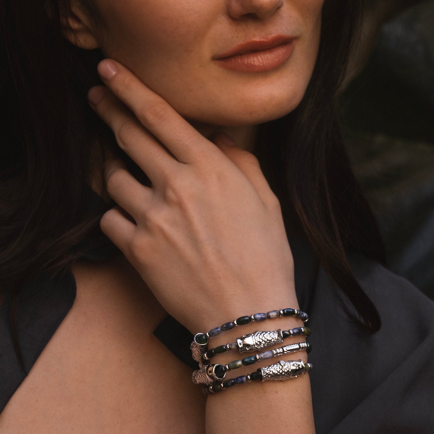 Suo Sea Lapis lazuli Silver Bracelet