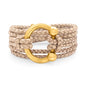 Pulsera de piel natural de borrego en trenza de 4 hilos con diseño envolvente multi-vuelta, con cierre de herradura en baño de oro de 22K - Joyería y bisutería fina