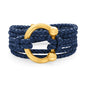 Pulsera de piel natural de borrego en trenza de 4 hilos con diseño envolvente multi-vuelta, con cierre de herradura en baño de oro de 22K - Joyería y bisutería fina