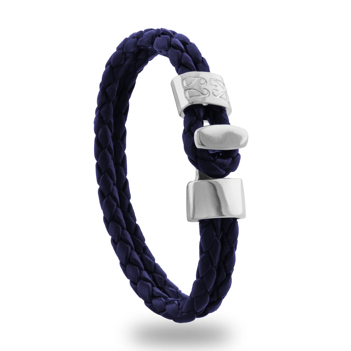 Pulsera en baño de Rodio, Broche de botón, Piel natural de Borrego - Joyería y bisutería fina