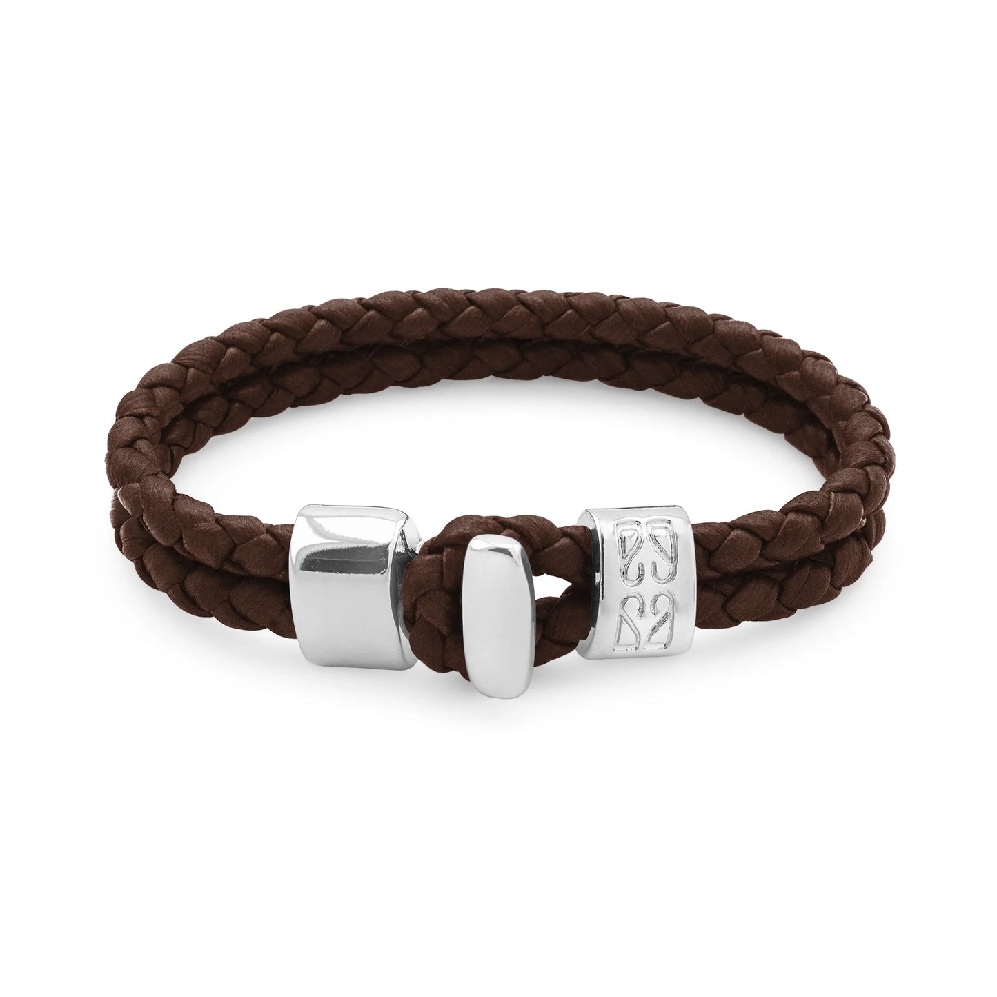 Pulsera en baño de Rodio, Broche de botón, Piel natural de Borrego - Joyería y bisutería fina